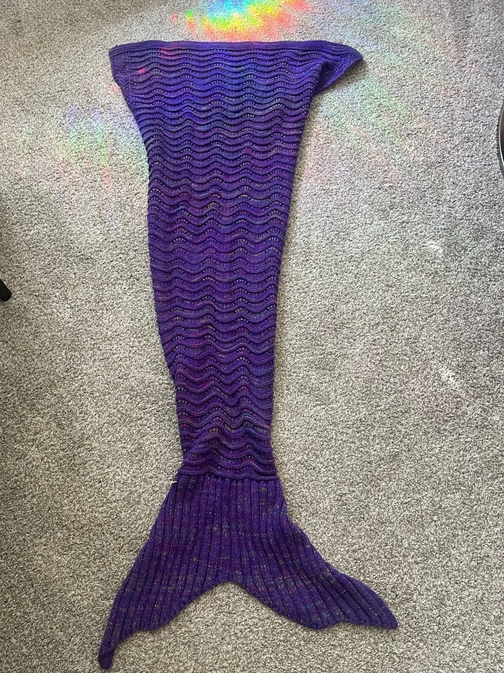 Purple Mermaid Tail Knit Blanket